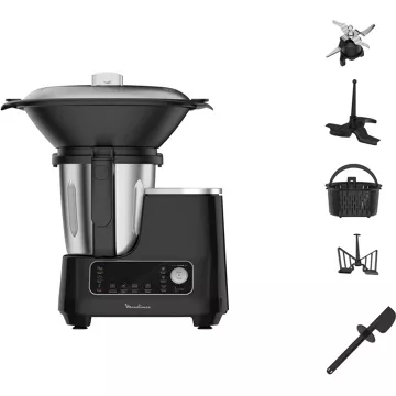 Robot cuiseur MOULINEX Clickchef noir HF456810 + cuiseur vapeur