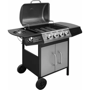 Barbecue gaz VIDAXL Acier inoxydable Noir