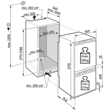 Réfrigérateur combiné encastrable LIEBHERR ICNSe5103-22 NoFrost – Image 2