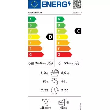 Lave linge séchant hublot ESSENTIELB ELS85-1b – Image 6
