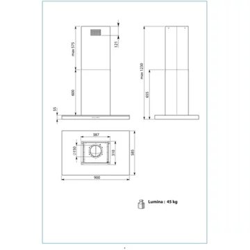 Hotte décorative murale FALMEC LUMINA 1430 MURAL 90 INOX/VERRE Gris – Image 5
