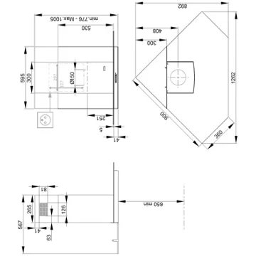 Hotte décorative murale ROBLIN ORELIA 900 VERRE NOIR – Image 3
