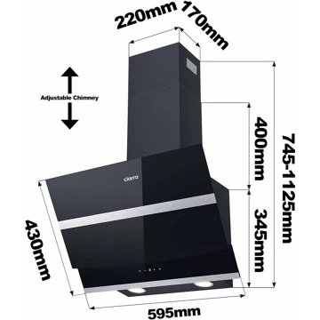 Hotte décorative murale inclinée CIARRA 736NBK60 – Image 2
