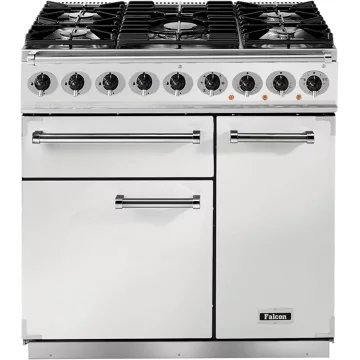 Piano de cuisson gaz FALCON Semi Pro DELUXE 90 BLANC NICKEL BROSSÉ