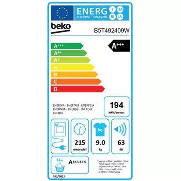 Sèche linge pompe à chaleur BEKO B5T492409W – Image 5